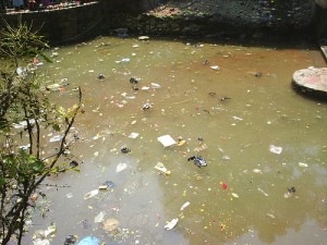 Polluted water near Dakshinkali Temple.