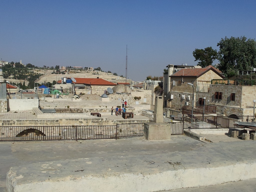 Children play on the rooftops here near the border between the Jewish and Muslim Quarters of Jerusalem.