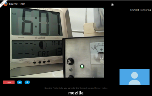 Remote monitoring of our "E-Shield" experiment using Firefox Hello.