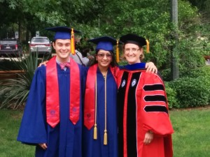 Our graduating seniors, Matthew (left) and Mayisha (middle) with Jodi (right).