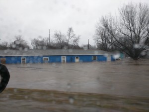 The floods in Carthage, MO. Traffic was routed through the city to avoid a section of I-49 that was inundated with water.