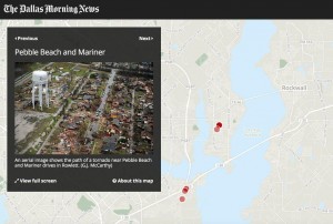 Devastation from some of the tornadoes that struck North Texas on Dec. 27. The image is courtesy of an interactive map from the Dallas Morning News.