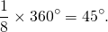 \[ \frac{1}{8} \times 360^{\circ} = 45^{\circ}. \]