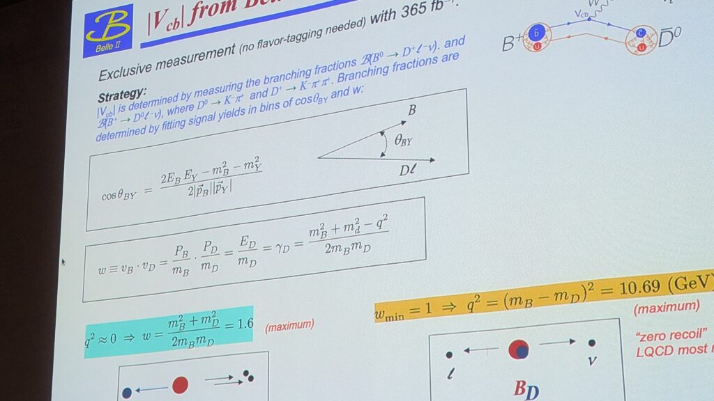 A slide with many equations and some figures on it.