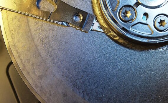 A failed hard drive platter ca 2011